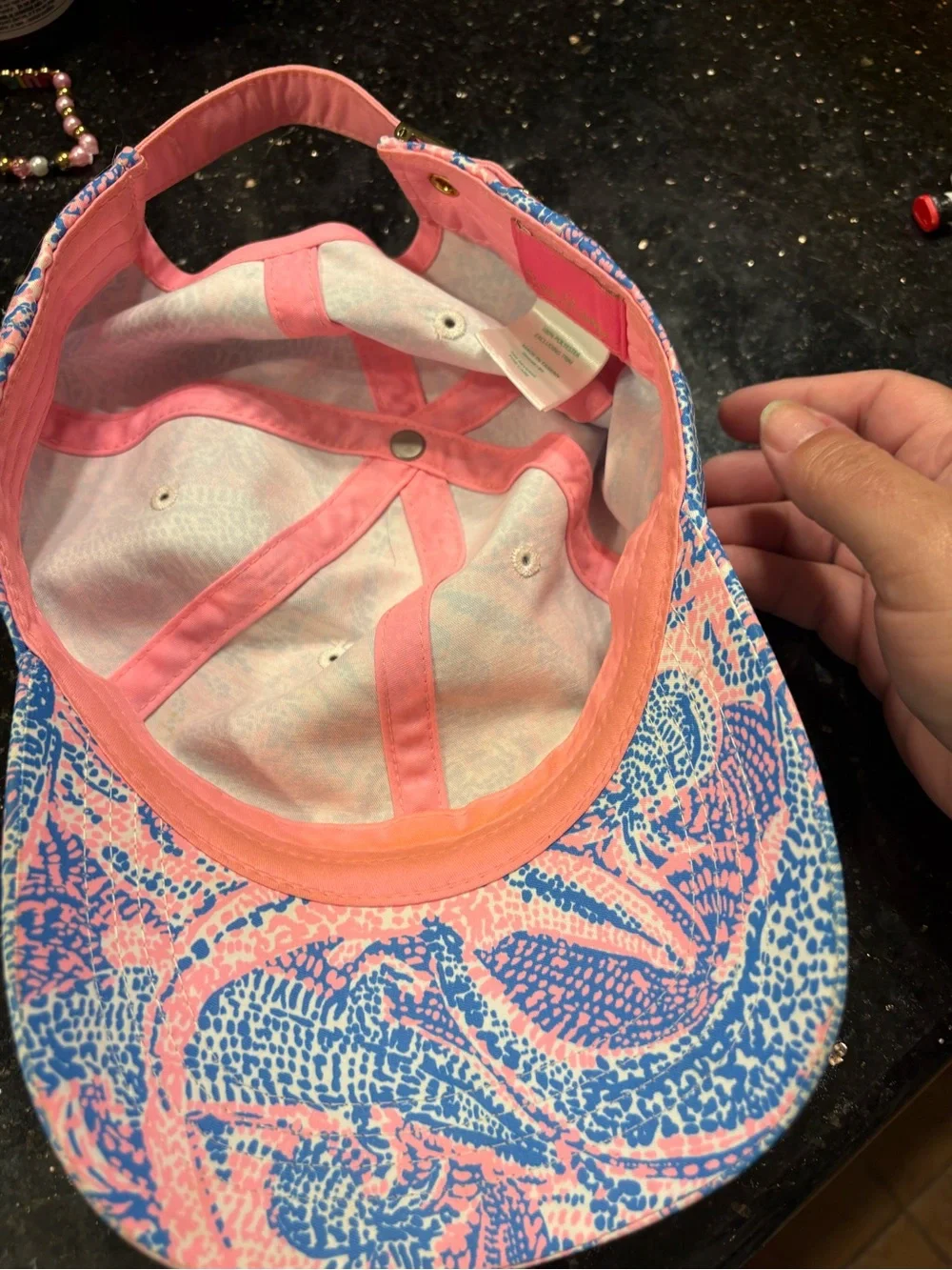 Lilly Pulitzer Pink and Blue Printed Cap